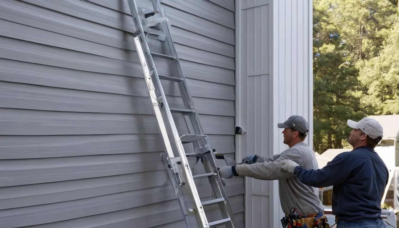 Installers hanging new vinyl siding on a two-story home in Gloucester, the Gloucester area